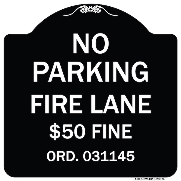 Signmission Missouri No Parking Fire Lane $50 Fine Heavy-Gauge Aluminum Sign, 18" x 18", BW-1818-23874 A-DES-BW-1818-23874 - main